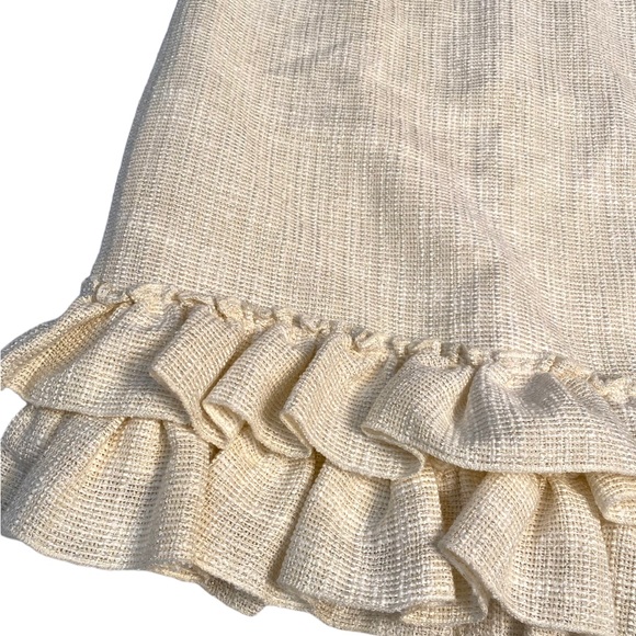 NANETTE LEPORE Ivory Tweed Ruffle Skirt Suit Set Blazer Preppy Metallic - Picture 7 of 12